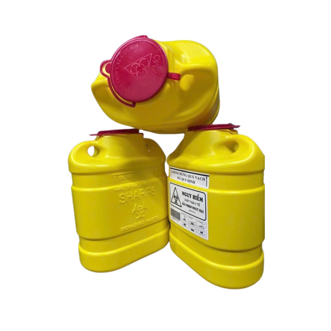 Bình nhựa huỷ kim tiêm, vật sắc nhọn dùng trong nha khoa 6.8L