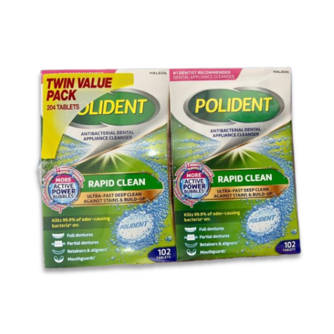 Viên sủi Polident ngâm làm sạch và vệ sinh hàm giả, răng tháo lắp, vệ sinh khay chỉnh nha